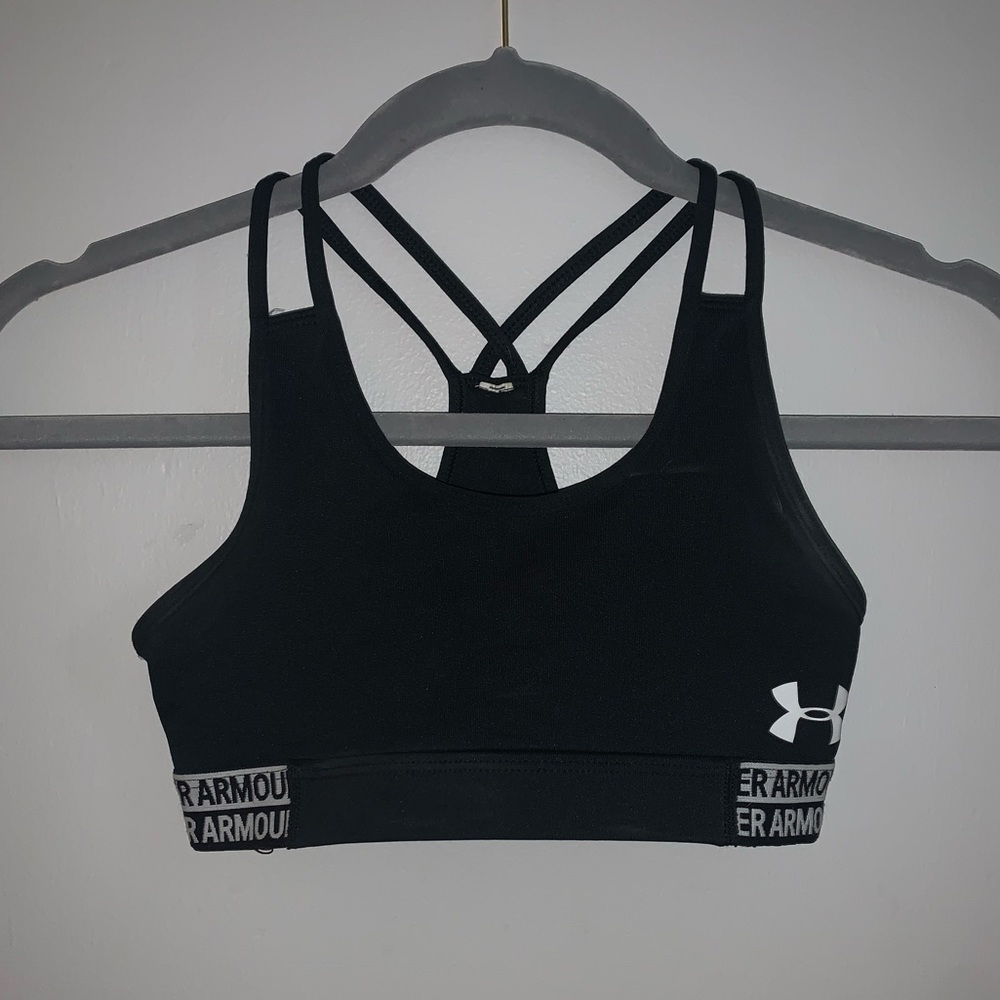 Under Armour black sports bra, girls L